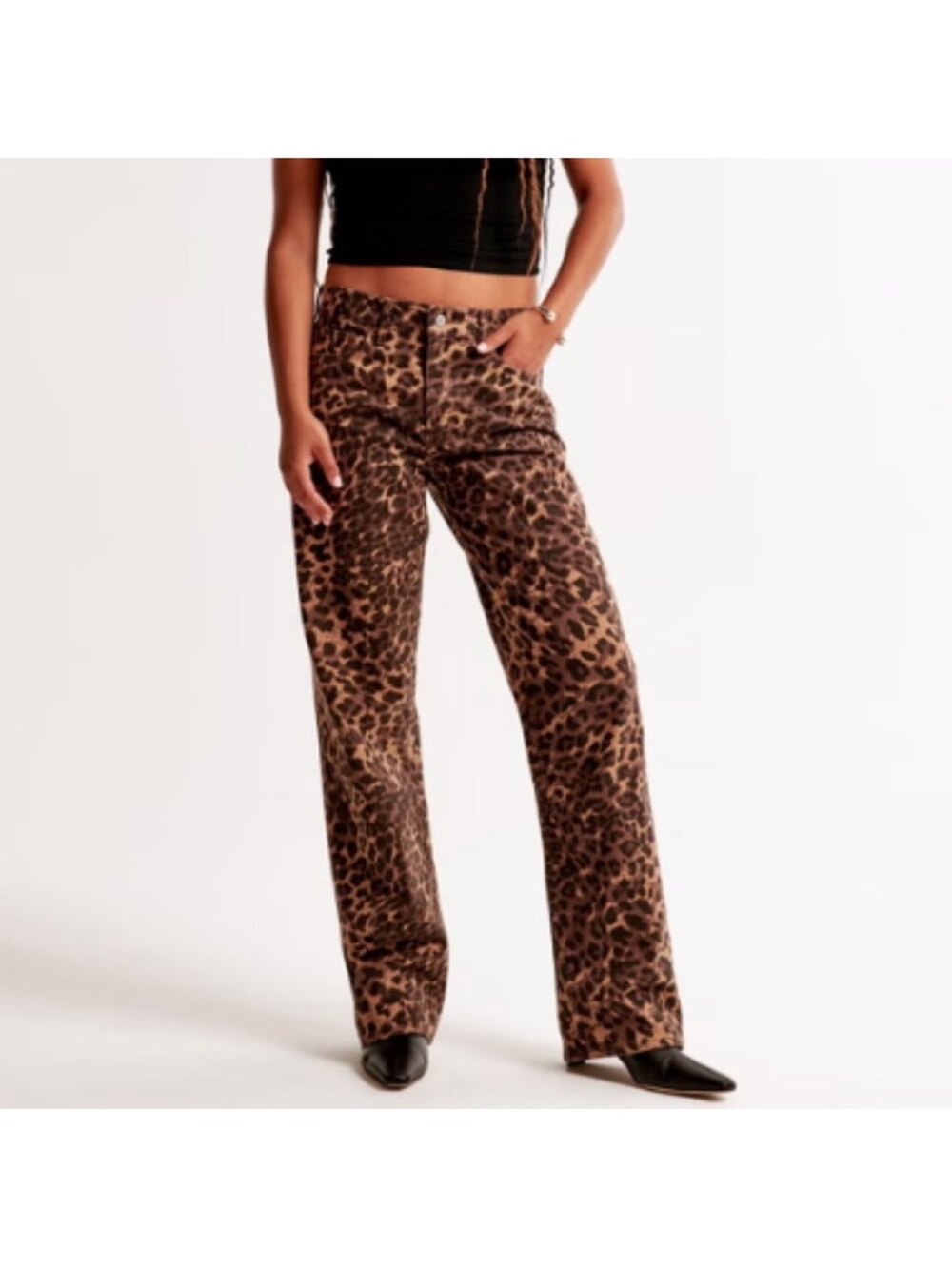 Abercrombie & Fitch Leopard Print Curve Love Baggy Low Rise size 30short/10s